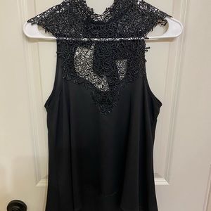 Black Lace Sleeveless Blouse